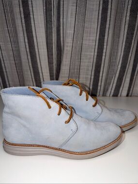 Cole Haan Women’s Light Blue Suede Ankle Chukka Boots with Rawhide Laces